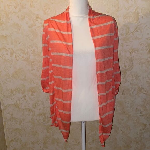 Enough About Me Coral Striped Cardigan! - Picture 1 of 8